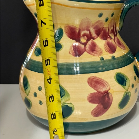 FLEURI Large Ceramic Pitcher Table Tops Unlimited HAND-PAINTED - Picture 2 of 10